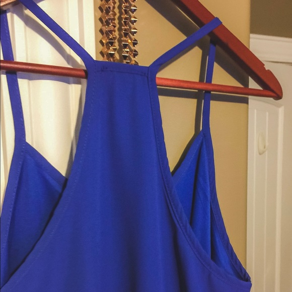 Cobalt Blue Chiffon Scalloped Top - Picture 3 of 6